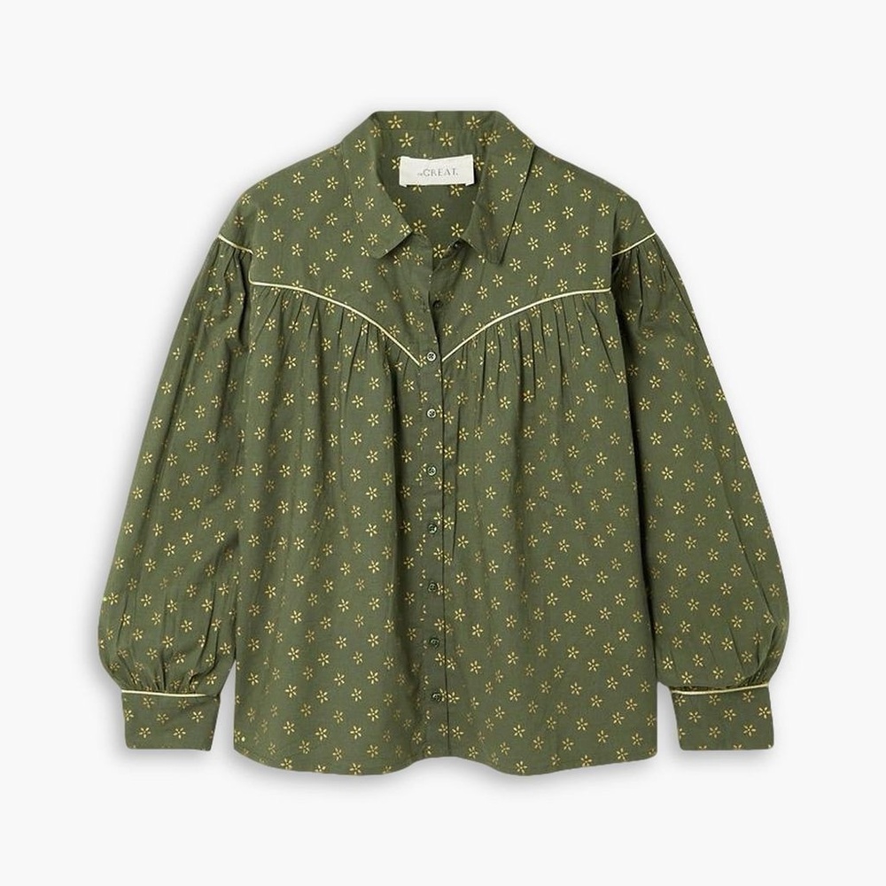 THE GREAT. Olive Green Button Down Shirt - Picture 3 of 15